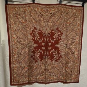 Elegant Paisley Silk Wrap Scarf - Rust